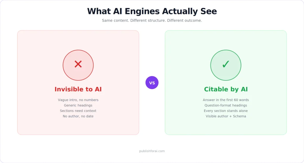 Illustration showing what AI engines actually show.
