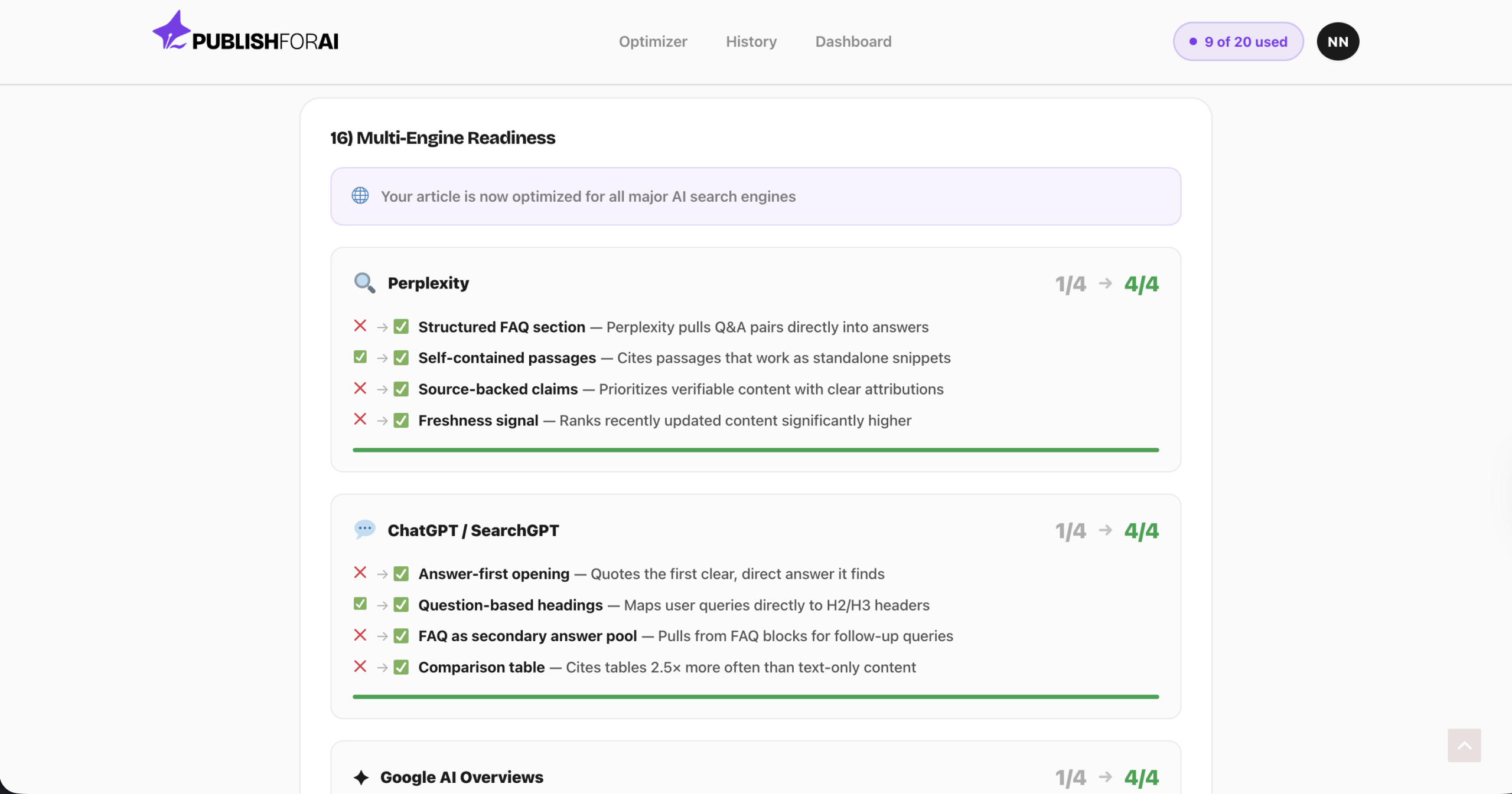 Multi-engine readiness results